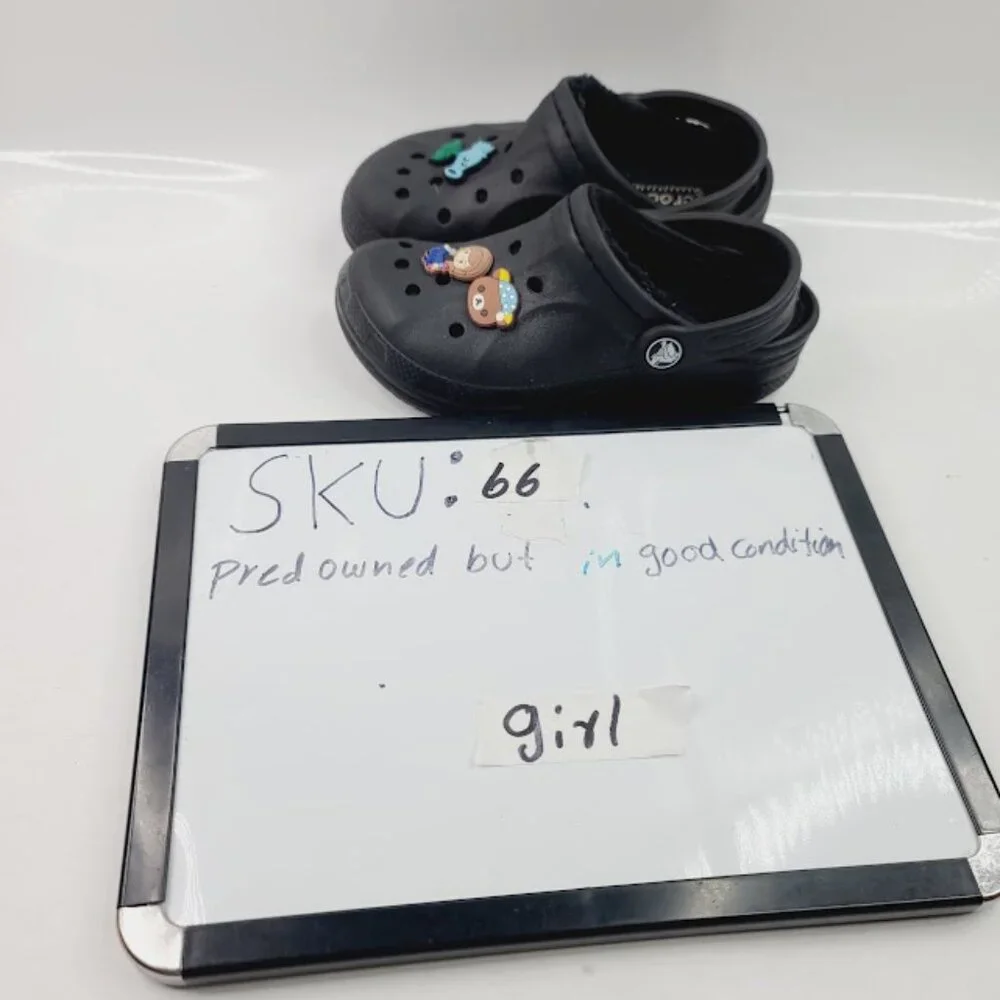 Crocs Girl's Black Classic Studs Adjustable Slip-On Casual Clogs Size 13‎